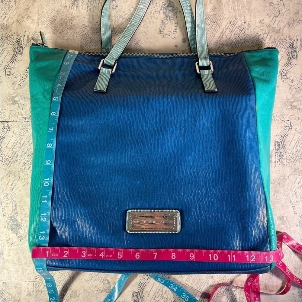 Marc by Marc Jacobs Blue/Green Lizard Stamped Leather Take Me Tote